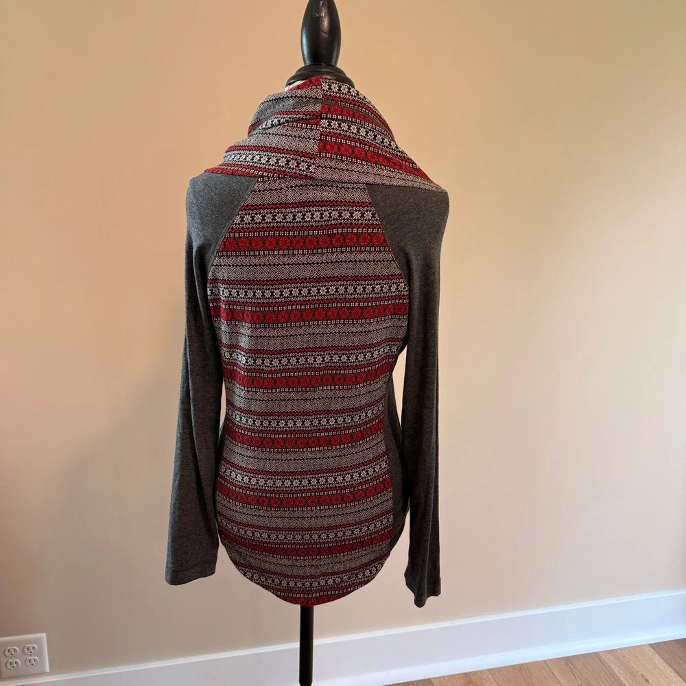 Purnell‎ Women's Gray/Red Snowflake Winter Design Turtle Neck Size XS
